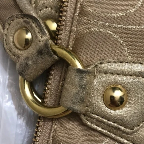 Coach gold poppy signature large bag